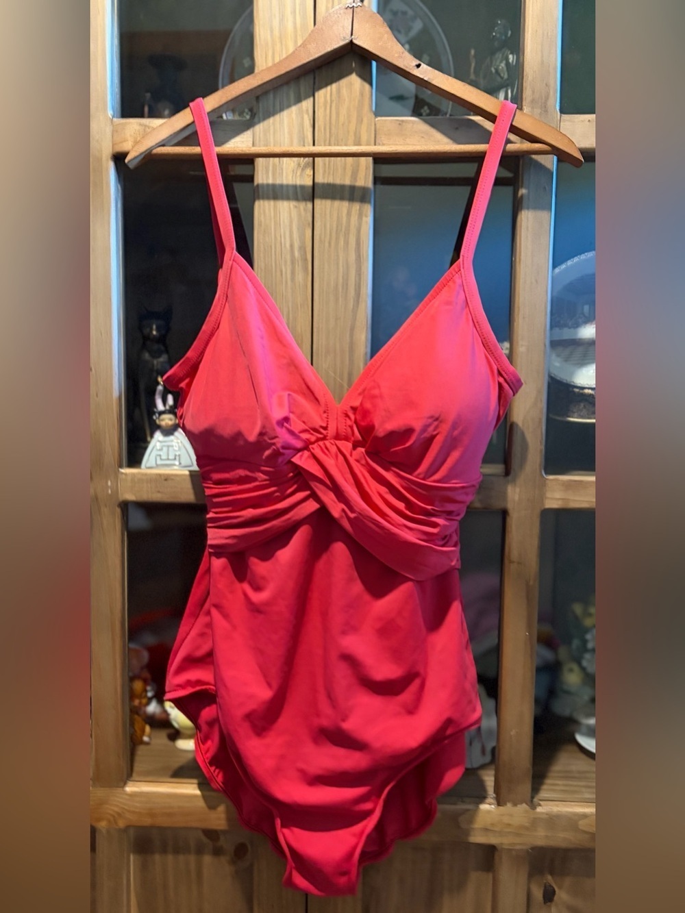 Jantzen Classics Bright Pink Twisted Front One-Piece Swimsuit Size 14